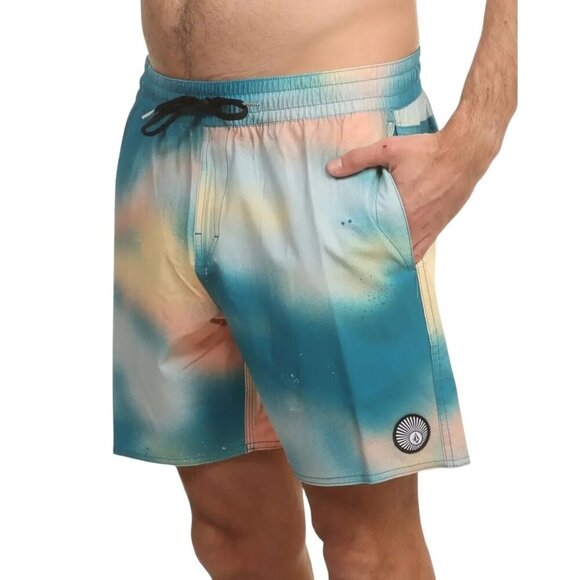 Volcom Mens Size S Baffle Trunk 17 Blue Salmon Swim Board Short NWT‎ - Picture 3 of 10